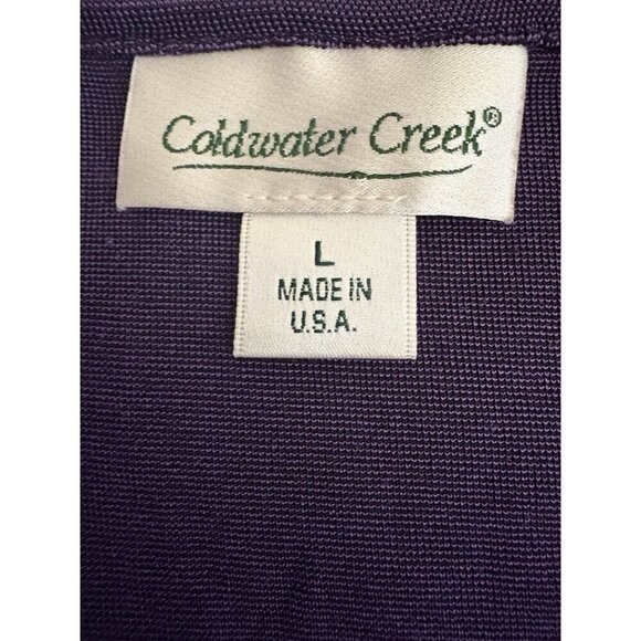 Coldwater Creek L Purple Surplice Neckline Empire Elastic Waist Short Sleeve Top - Picture 6 of 6